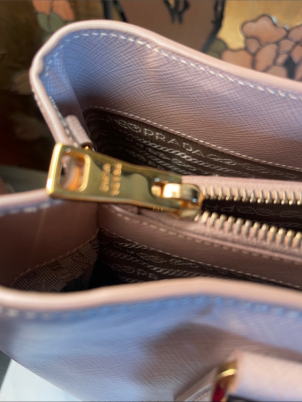 Prada Galleria Nude Saffiano Leather Double-Handle Satchel with Strap - Picture 12 of 15